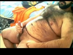 Fur Covered parent hunk strokes off