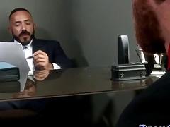 Mature red bears job interview cums to climax