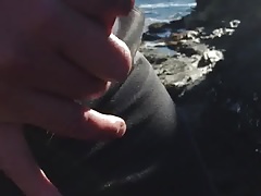 Molly films be jerking off at the ocean!