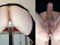 great POV of prostate orgasm during deep and hard anal penetration by fuck machine of perfect beautiful male cumdump