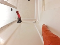 Raming my bootie with lots of large lollipops