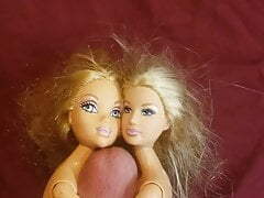 Two barbie dolls bondaged to cock till ejaculated on the both