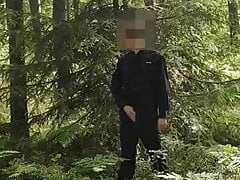 Security Guard masturbate in woods
