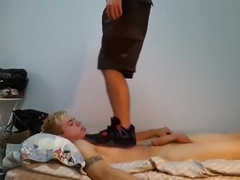 Trampling and footjobs with socks