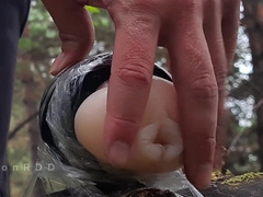 An athlete dude while jogging finds someone’s fleshlight in the woods and drills him
