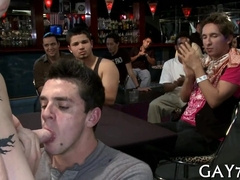 Men Take Turns Deep-Throating Beefstick