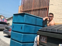Adam Russo enjoys a BJ between the dumpsters