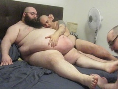 Chubby, fat gay, 3some