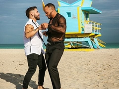 Muscular Latin men, Dillon Diaz and Brock Banks, fuck each other