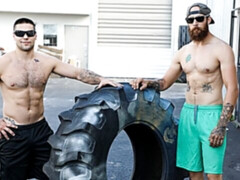 Dustin Steele and Aspen fuck in the locker room after a heated match