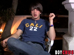 Interviewed youthful fellow milks and pumps out cum