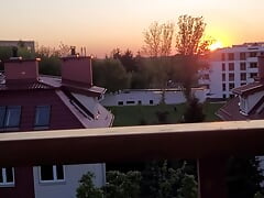 Quick masturbation on the balcony quick ejaculation fat whore