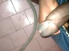 Amateur solo session with a huge black cock