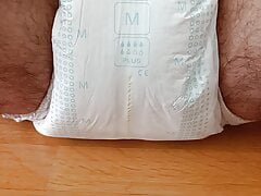 Desperate piss (and fart) in diaper - rubbing it afterwards ABDL DL