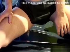 Skinny piss drinker penetrated on sex swing before facial