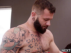 Locker room, gay bareback, big cock