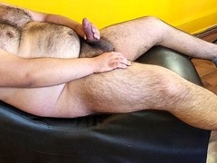 fat hairy bear masturbates