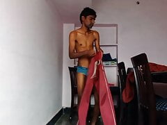 Rajesh masturbating dick showing butt, ass & cumming on body