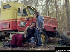 RagingStallion - Burly Truckers Bring Muscle To His Knees