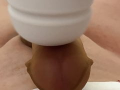 Vibed to cum by Magic Wand with cock in stocking