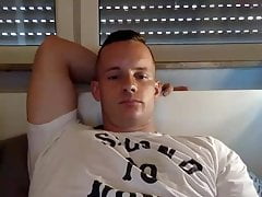 Hot Shaved Muscle Hunk Stroking His Huge Cock