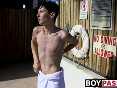 Skinny dude puts a toy in his hungry love hole and he moans