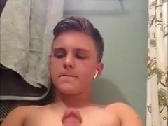 Cute little twink jerks off and cums 5