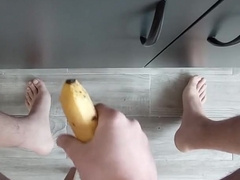 Boy Solo Porks Banana and Jizzes on the Floor