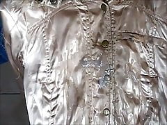 Guy ejeculating on second hand gold nylon jacket - Part 7
