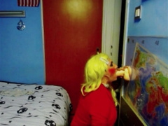 Crossdresser throating trunk and stroking for your sensation