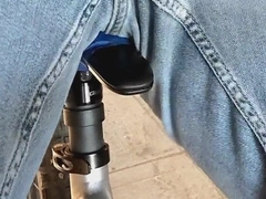 Caught outside railing fake penis tied to bike! It was a joy rail! ;)