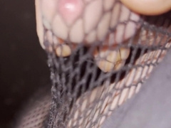 Night ambling in stockings close road nubile man showcase no trousers