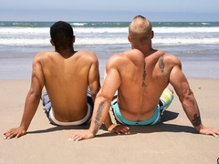 White muscle daddy Brock fucks Ace's big black butt