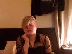 Femboy jerks himself in pantyhose and a sundress