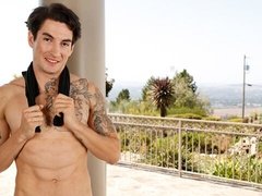 Good-looking brunette called Destro jacking off