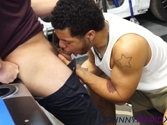 Muscle boss shows his appreciation to a hunky employee