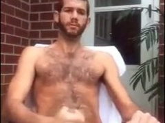 Str8 guys jack off in front yard