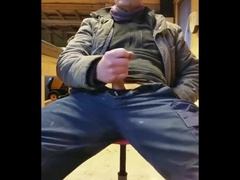 Str8 daddy jerk off in his working place