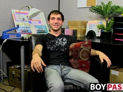 Kevin Grover wanking his dick before busting a nut in a solo