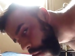 Hot bearded cum sucker
