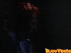 Blonde stud in leather jacked eats ass after sucking dick