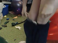 Red balloon riding humping jacking cum