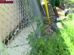 White Muscled Top Fucks Black Bottom Outdoor In Public Place