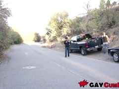 Group public sex with men that enjoy slobbering over cocks