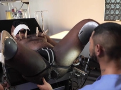 Injured black stud is getting examined by the doctor