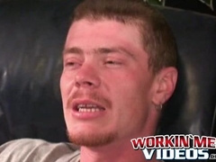 Rough stud masturbates solo and shoots cum all over himself