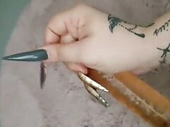 Dildo HandJob with extrem Long nails