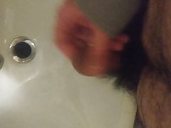 Cumshot into the sink (pathetic little cock)