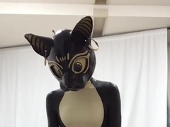 Love Glove Bastet Spunk in his Spandex Catsuit with Magic Hitachi