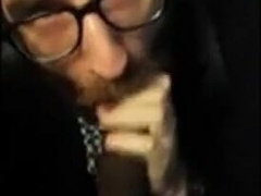 Bearded Guy Sucks Interracial Cock in a Public Restroom88888